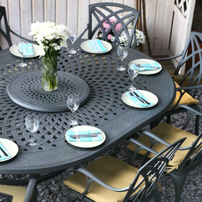 Gloria Table 8 Seater Set - Slate