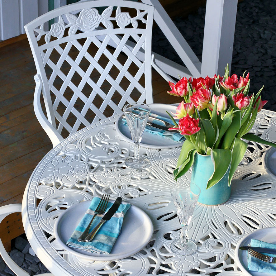 Flora Table 4 Seater Set - White