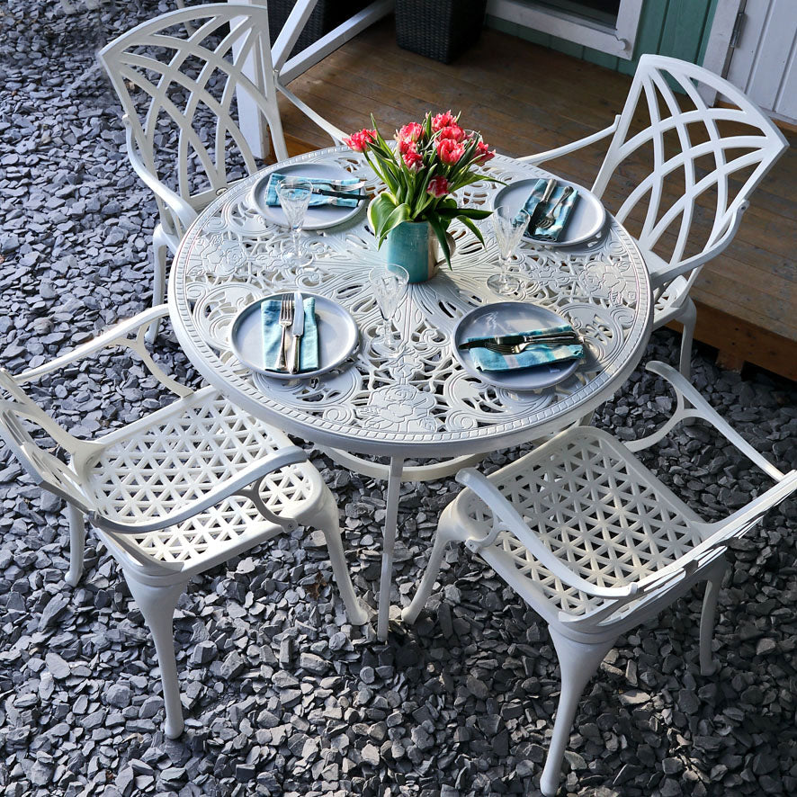 Flora Table 4 Seater Set - White