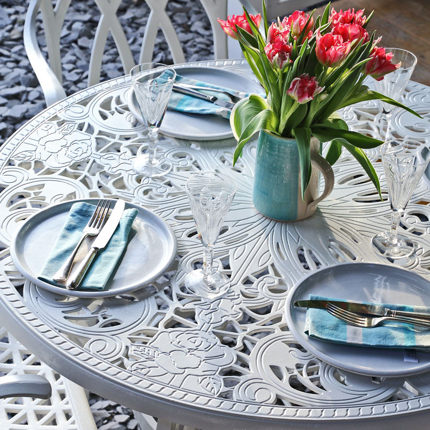 Flora Table 4 Seater Set - White