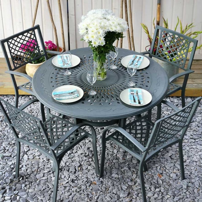 Amy Table 6 Seater Set - Slate