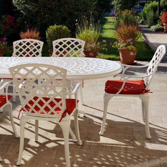 Catherine Table 6 Seater Set - White