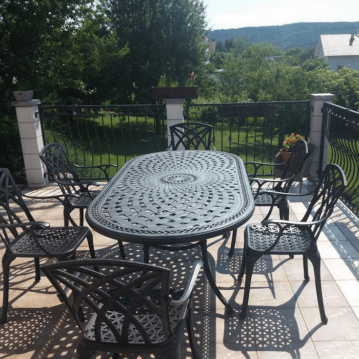 Catherine Table 6 Seater Set - Antique Bronze