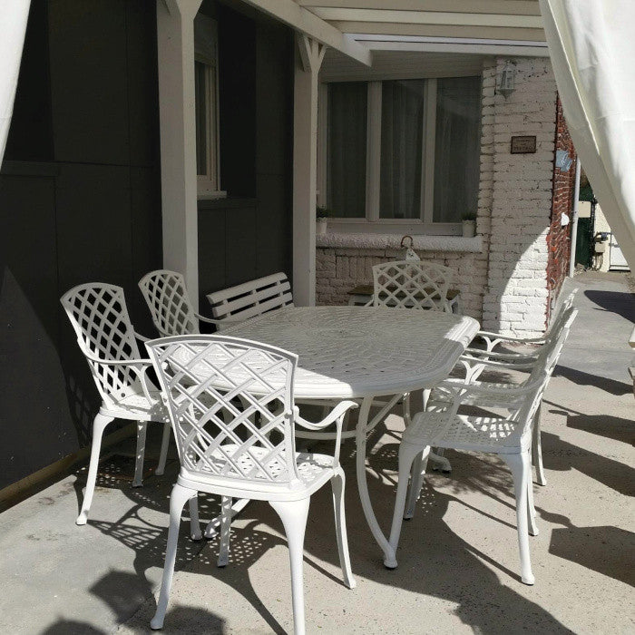 Catherine Table 6 Seater Set - White