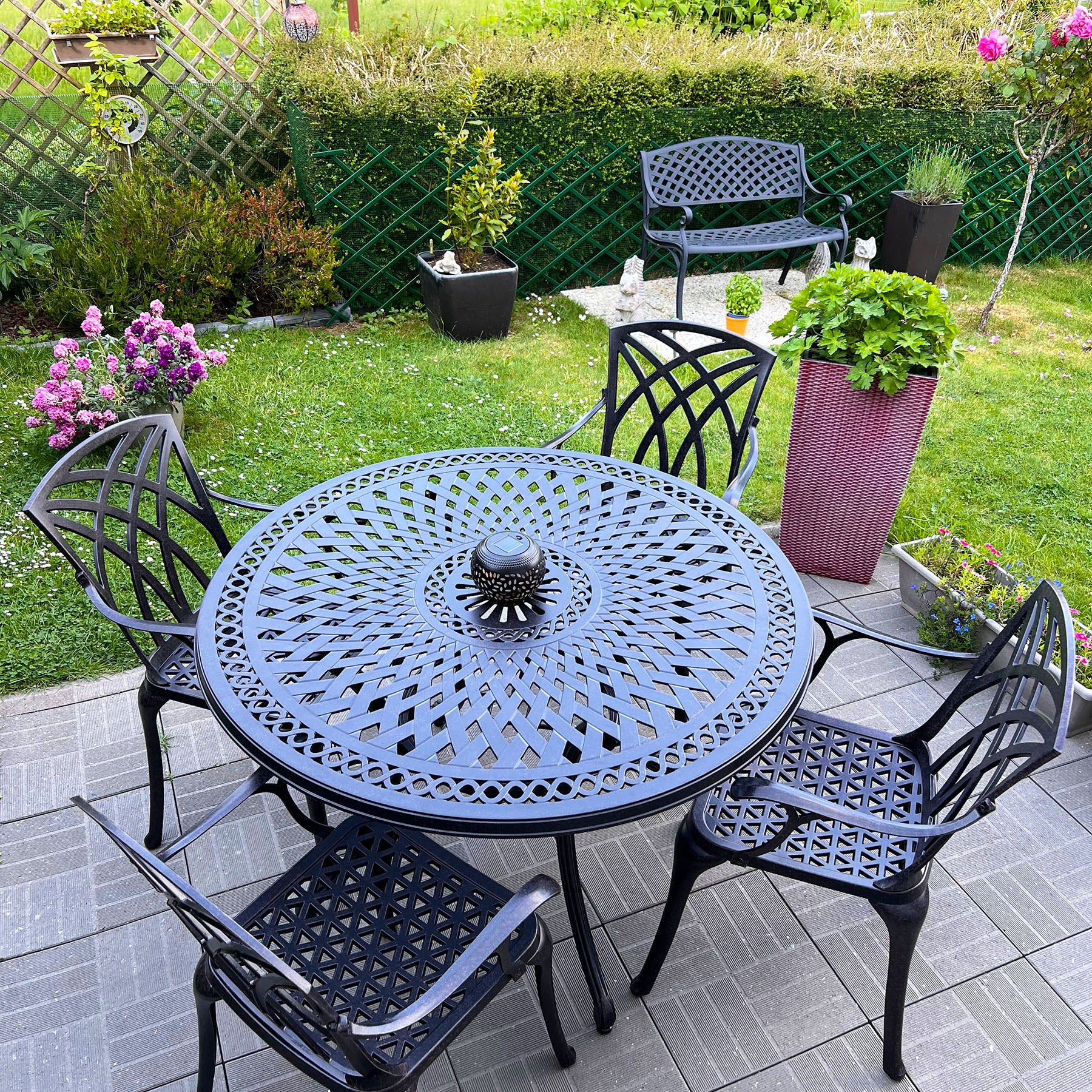 Alice Table 4 Seater Set - Antique Bronze