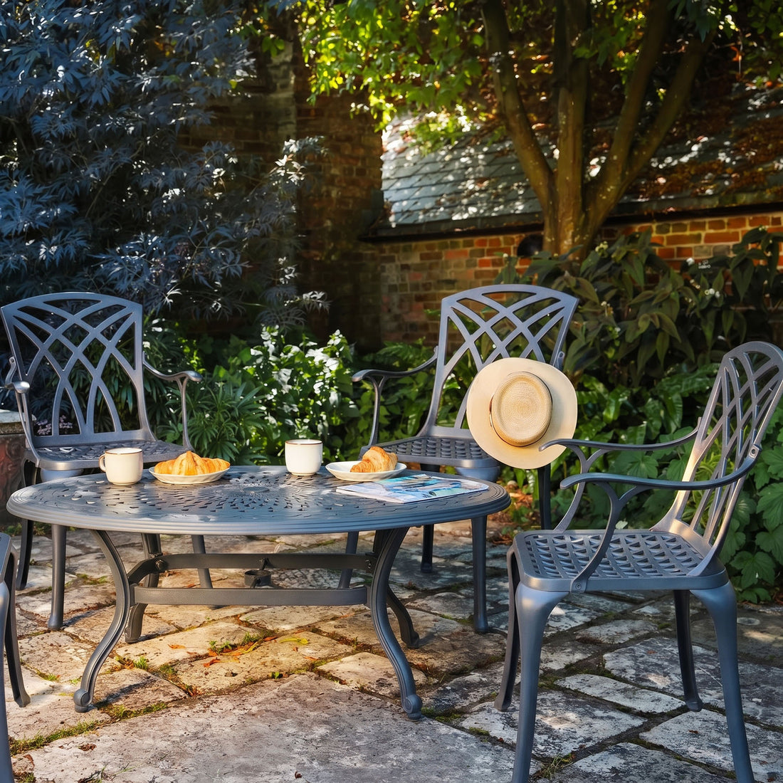 Bella Table 4 Seater Set - Slate Grey