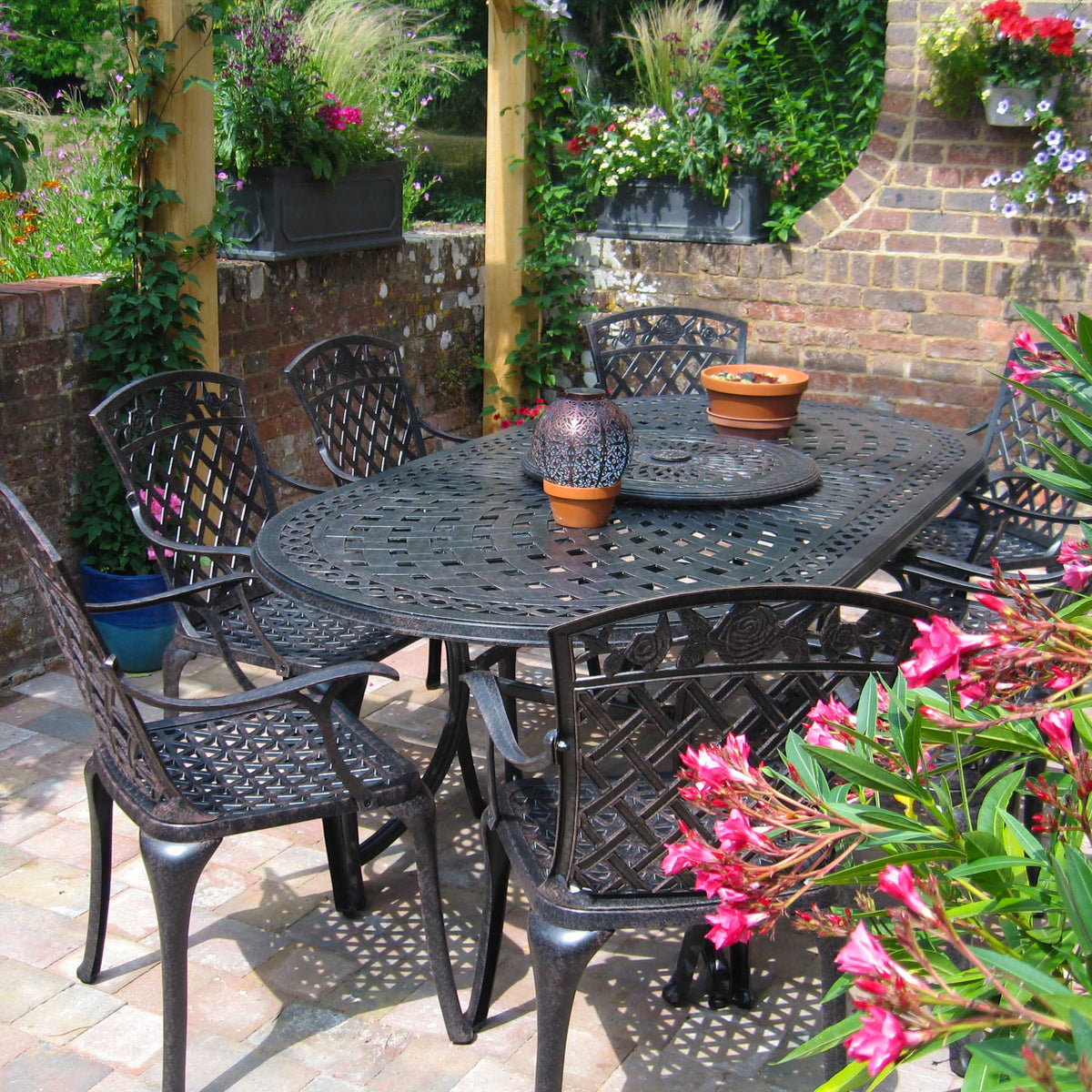 Catherine Table 8 Seater Set - Antique Bronze