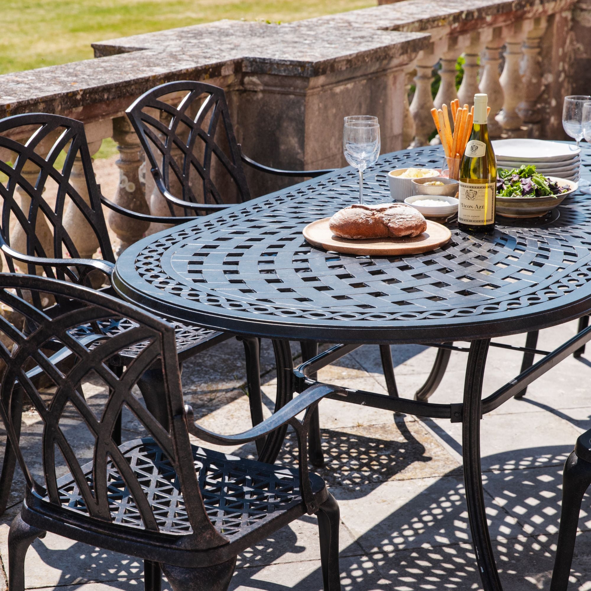 Catherine Table 6 Seater Set - Antique Bronze