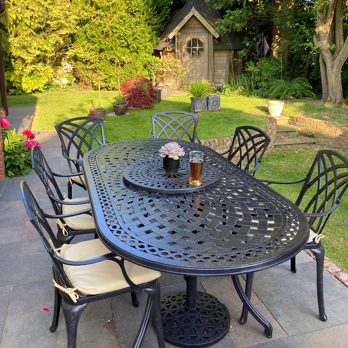 Catherine Table 6 Seater Set - Antique Bronze