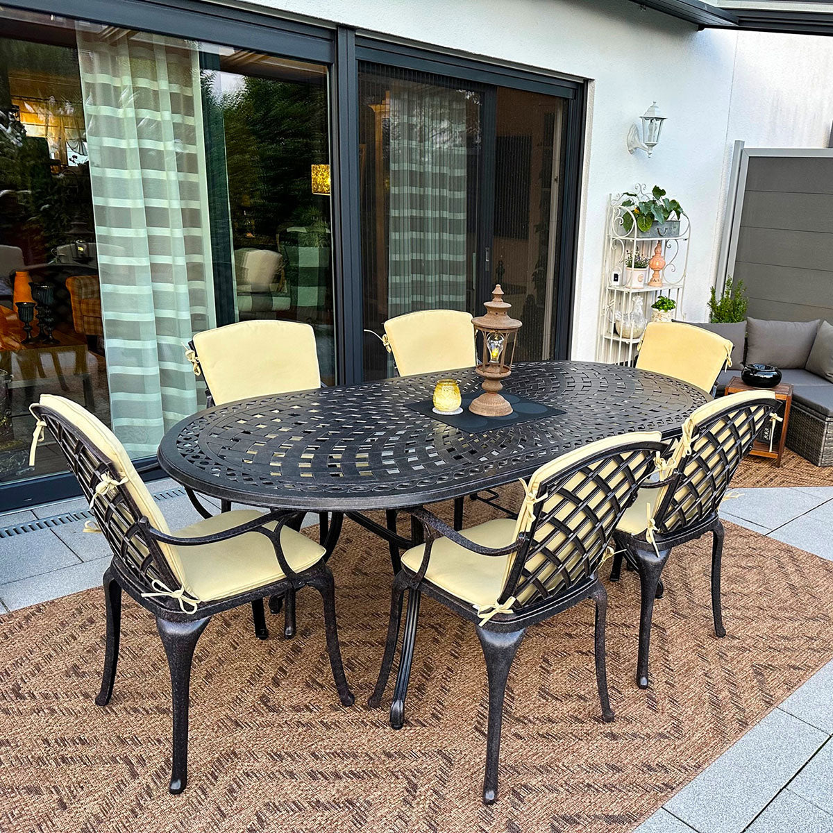 Catherine Table 6 Seater Set - Antique Bronze