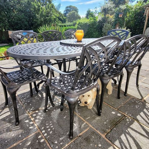 Catherine Table 8 Seater Set - Antique Bronze