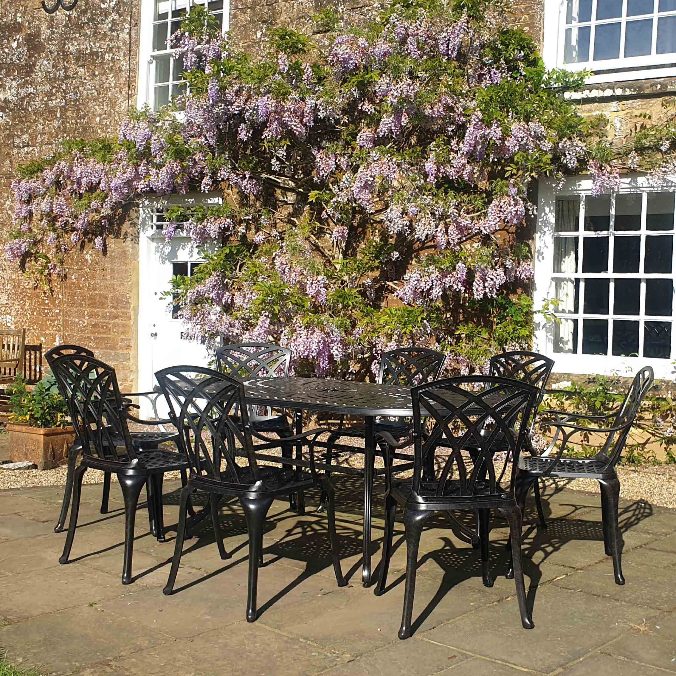 Catherine Table 8 Seater Set - Antique Bronze