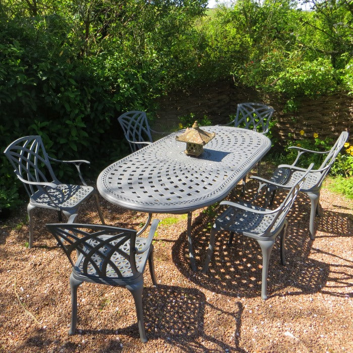 Catherine Table 6 Seater Set - Slate