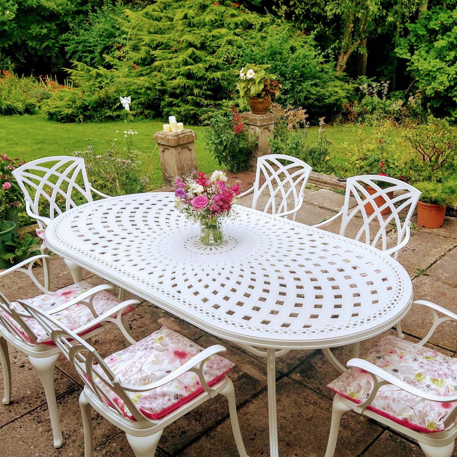 Catherine Table 6 Seater Set - White