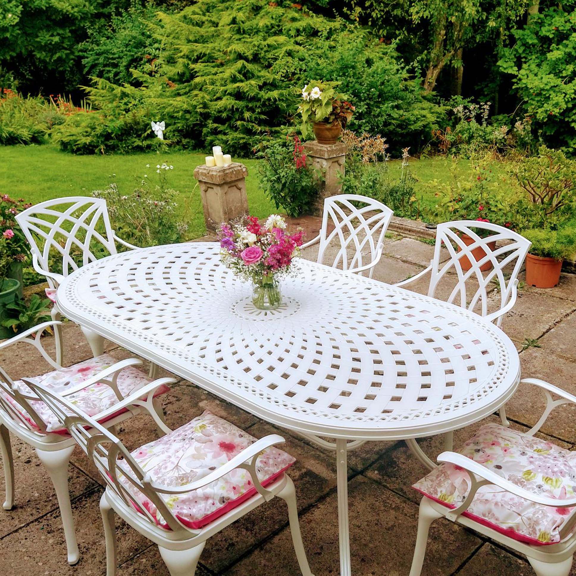 Catherine Table 6 Seater Set - White