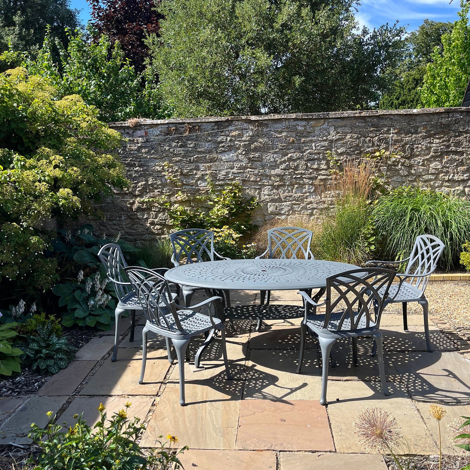 Charlotte Table 6 Seater Set - Slate Grey