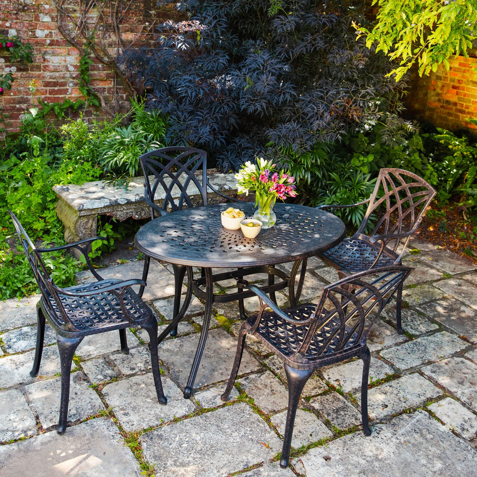 Daisie Oval Table 4 Seater Set - Antique Bronze