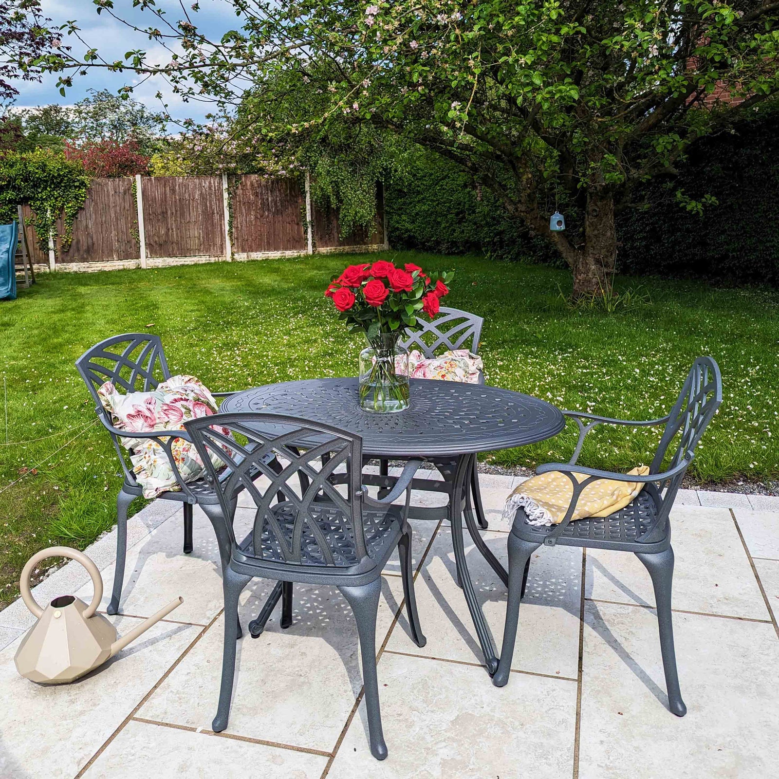 Daisie Oval Table 4 Seater Set - Slate Grey