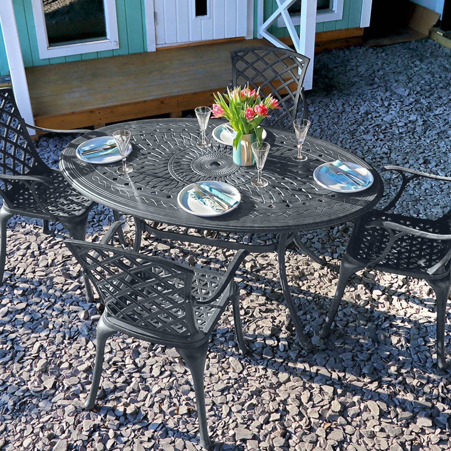 Emily Table 4 Seater Set - Slate Grey