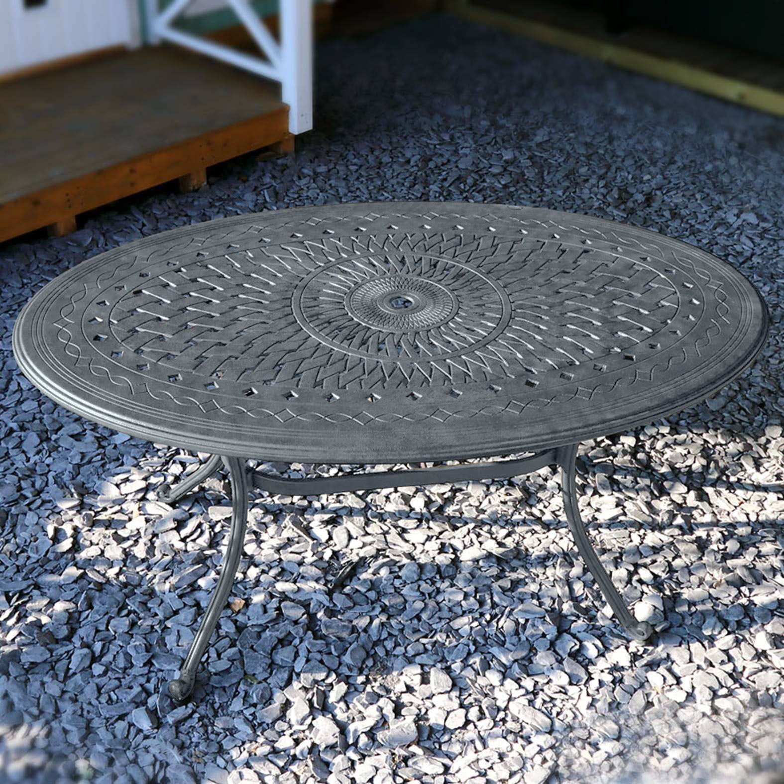 Emily Table 6 Seater Set - Slate Grey