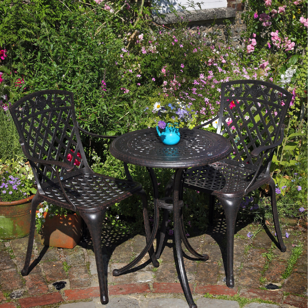 Ella Bistro Table 2 Seater Set - Antique Bronze