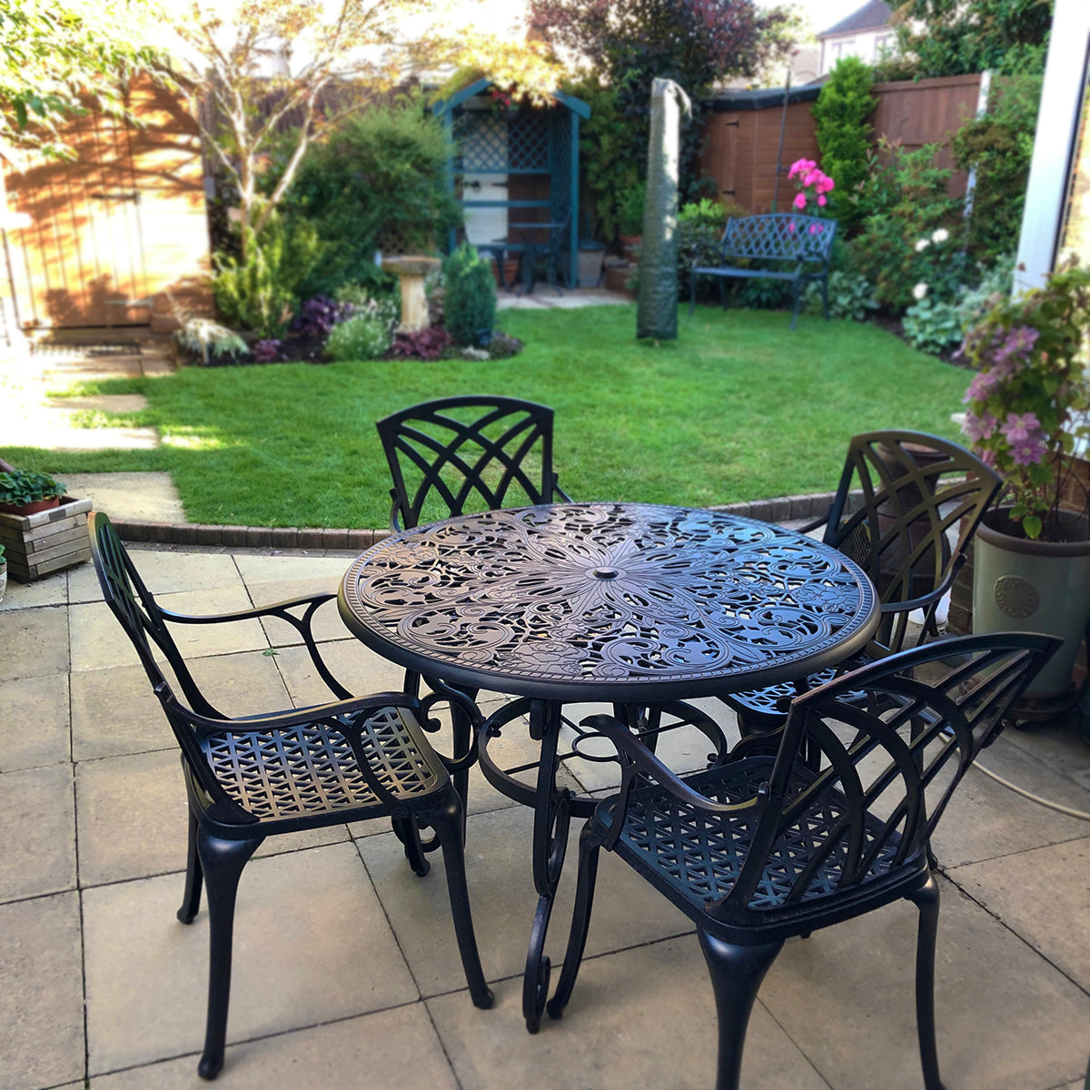 Flora Table 4 Seater Set - Antique Bronze