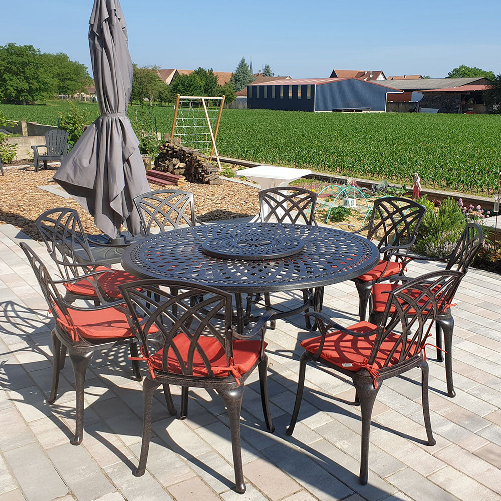 Frances Table 8 Seater Set - Antique Bronze