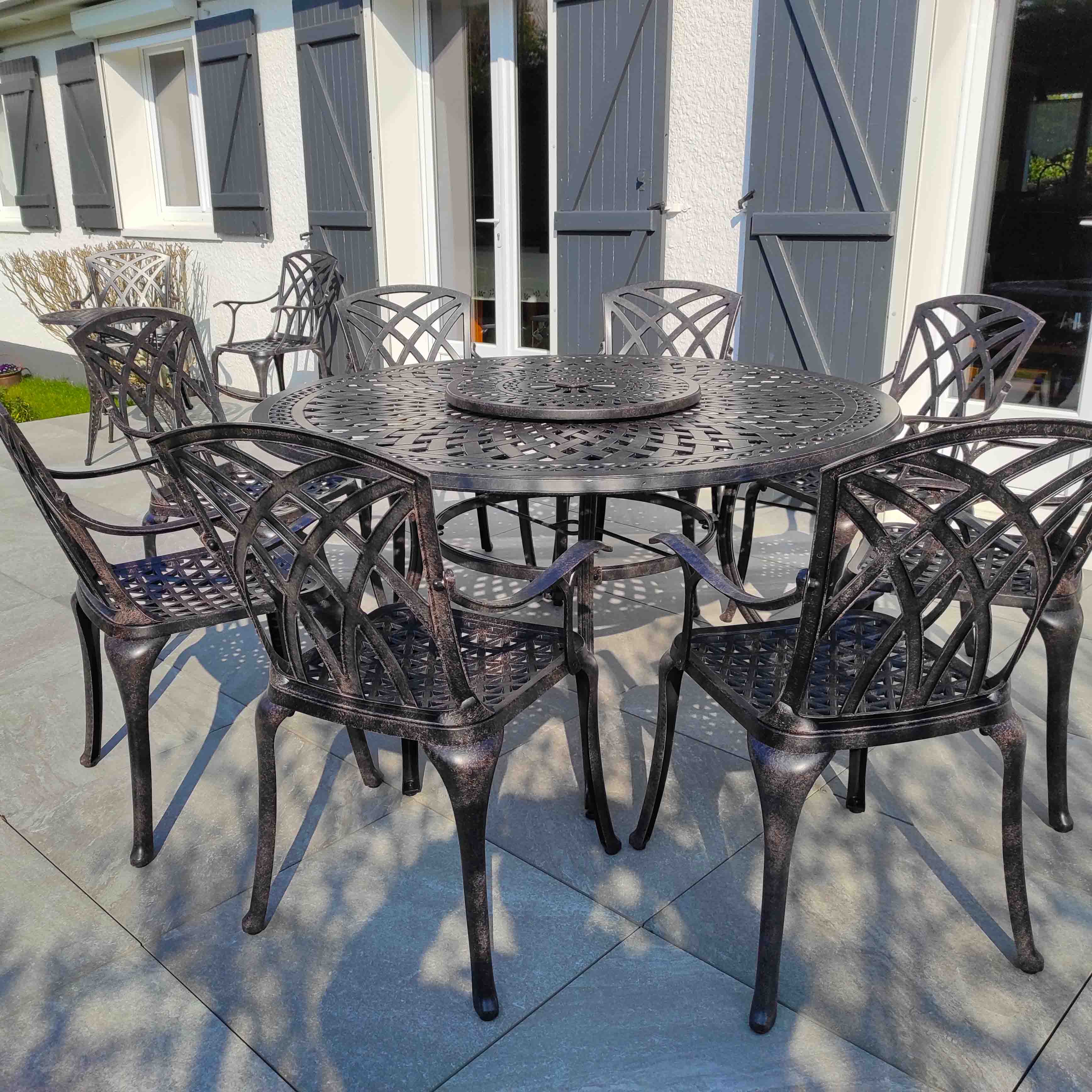Frances Table 8 Seater Set - Antique Bronze