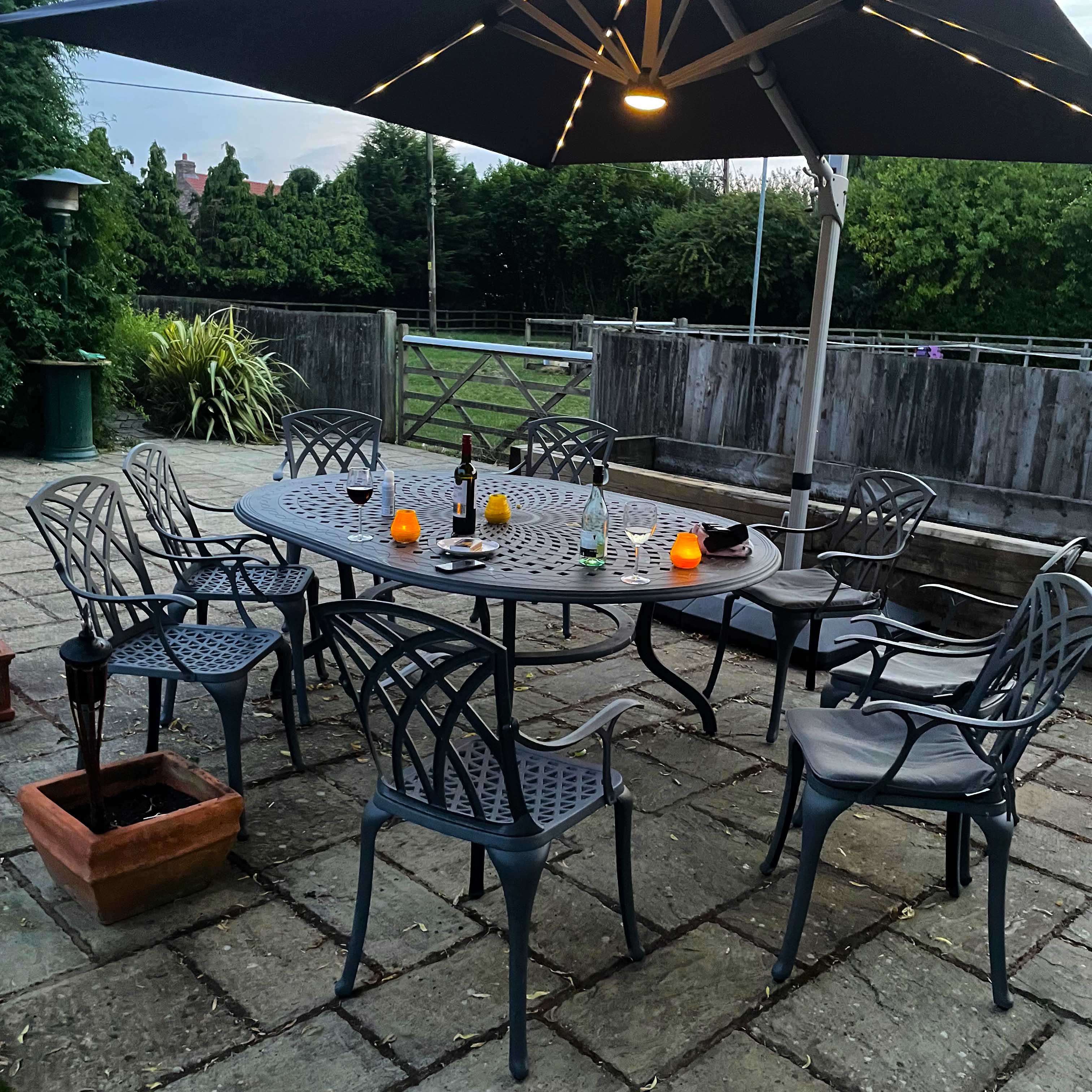 Gloria Table 8 Seater Set - Slate