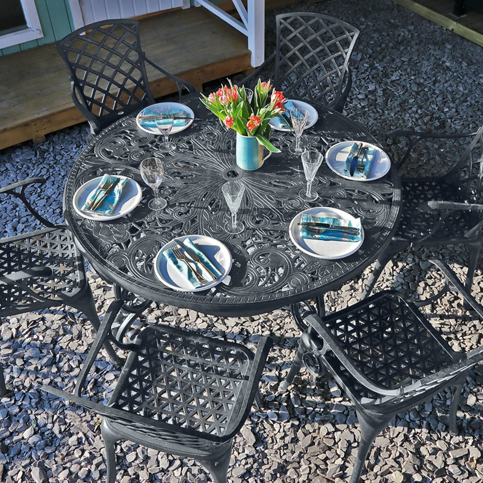 Joyce Table 6 Seater Set - Slate Grey