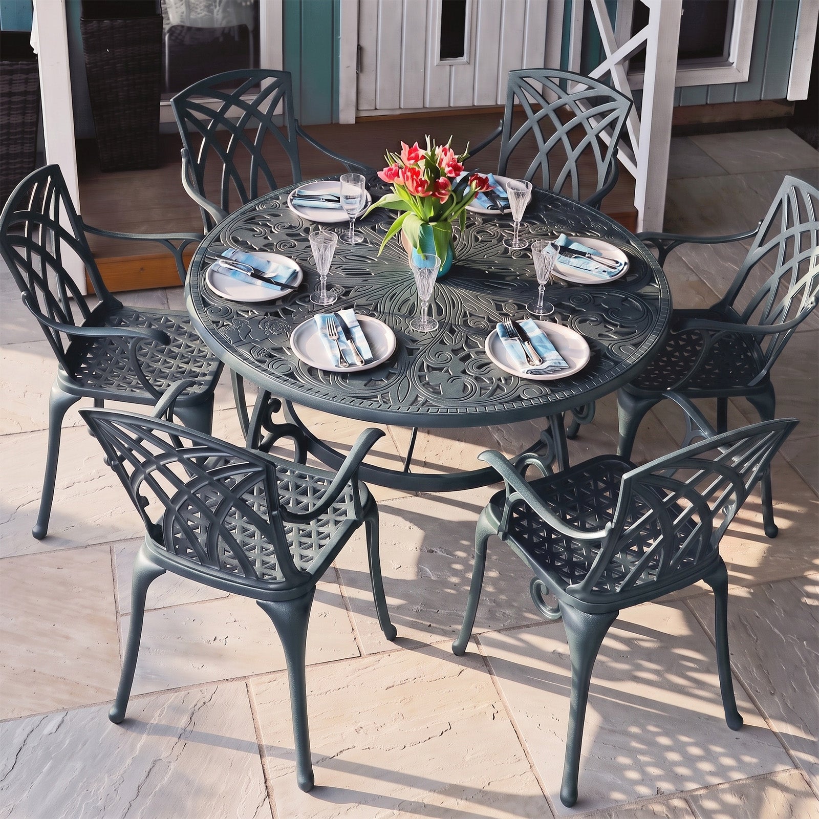 Joyce Table 6 Seater Set - Slate Grey