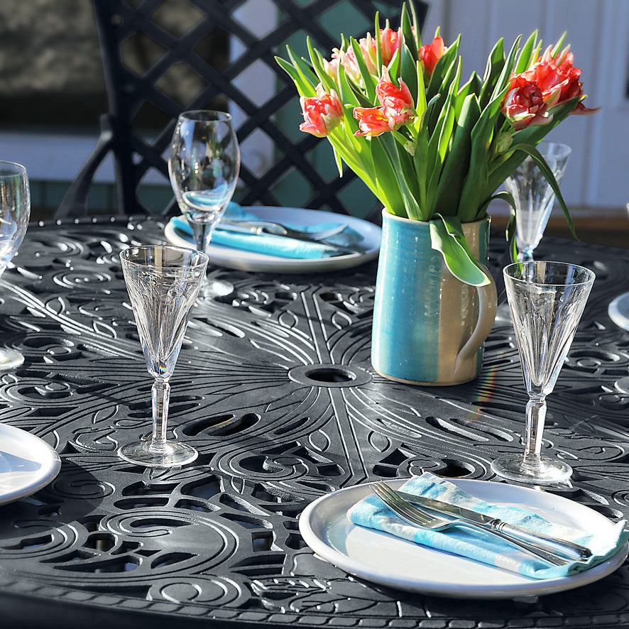 Flora Table 4 Seater Set - Slate Grey