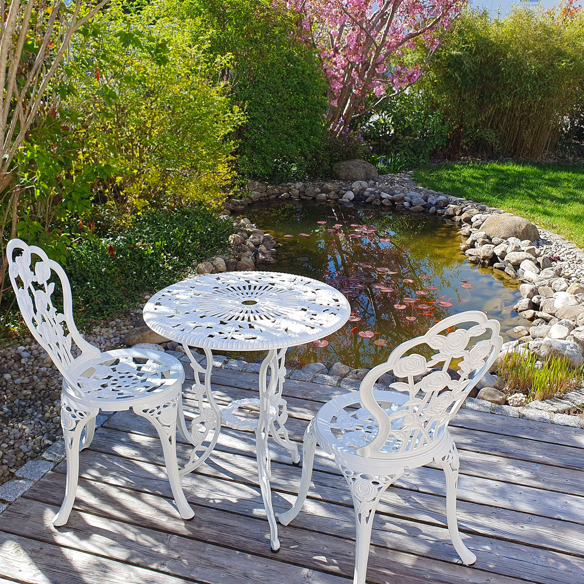 London Rose Bistro 2 Seater Set - White