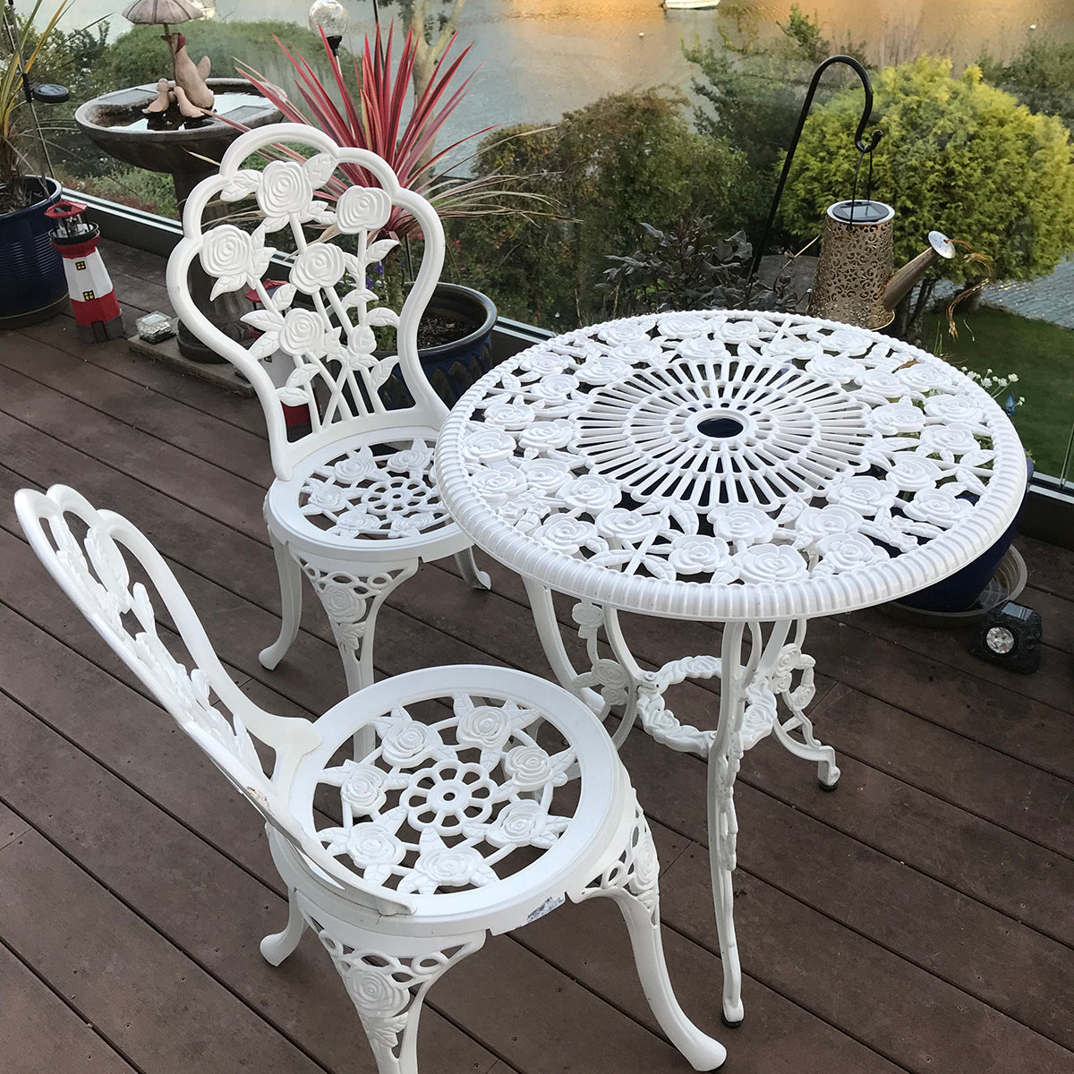 London Rose Bistro 2 Seater Set - White
