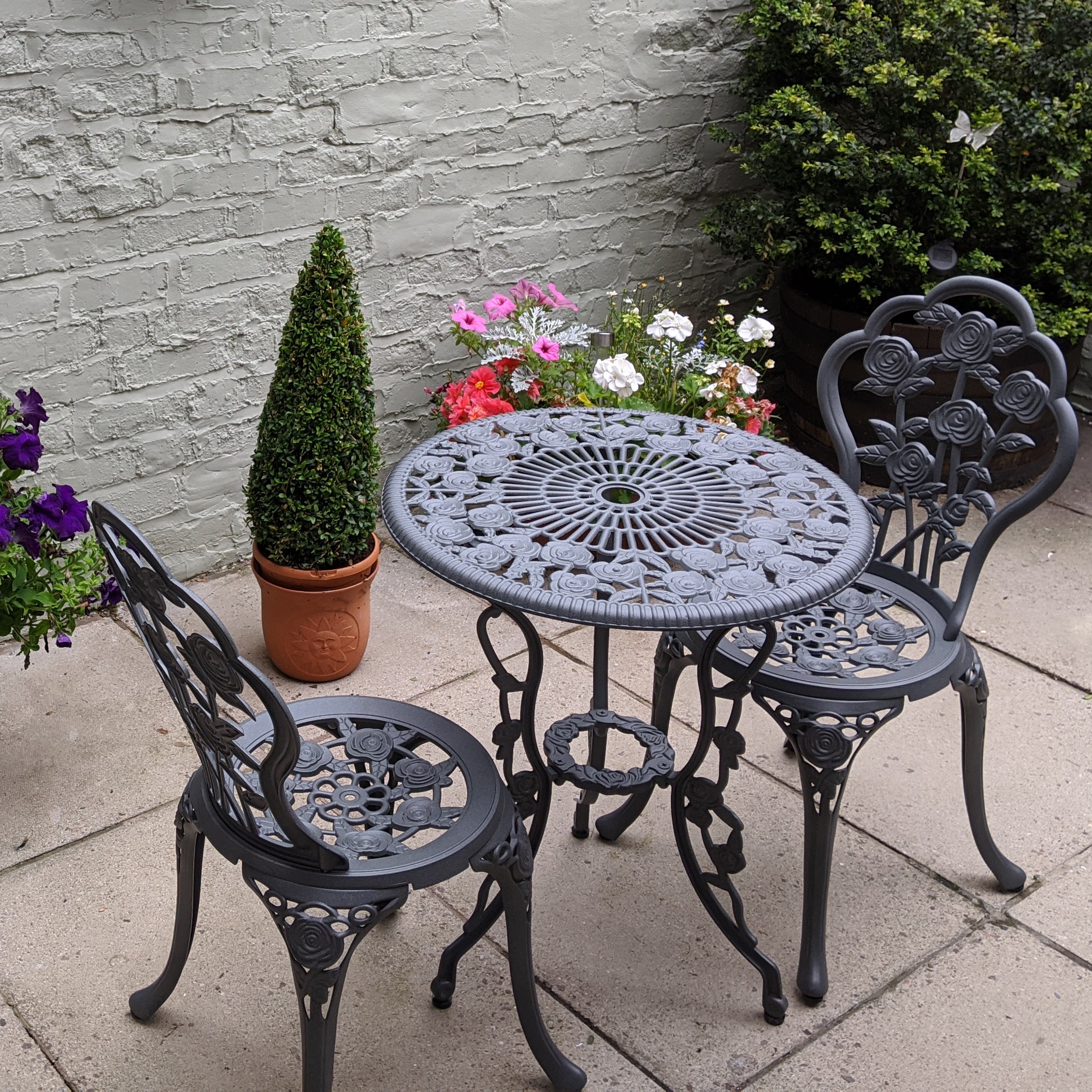 London Rose Bistro 2 Seater Set - Slate