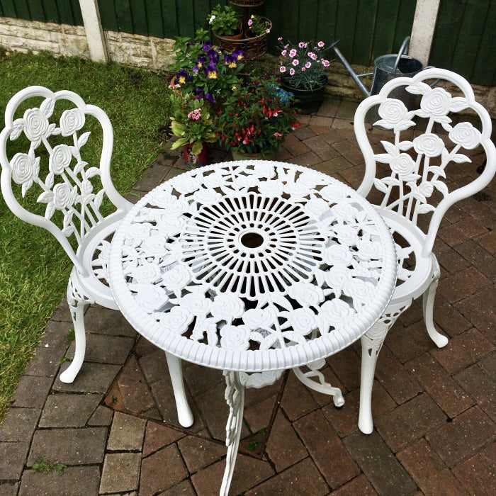 London Rose Bistro 2 Seater Set - White
