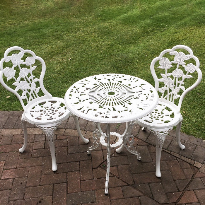 London Rose Bistro 2 Seater Set - White