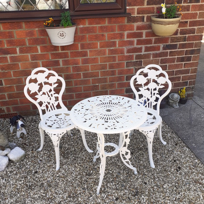 London Rose Bistro 2 Seater Set - White