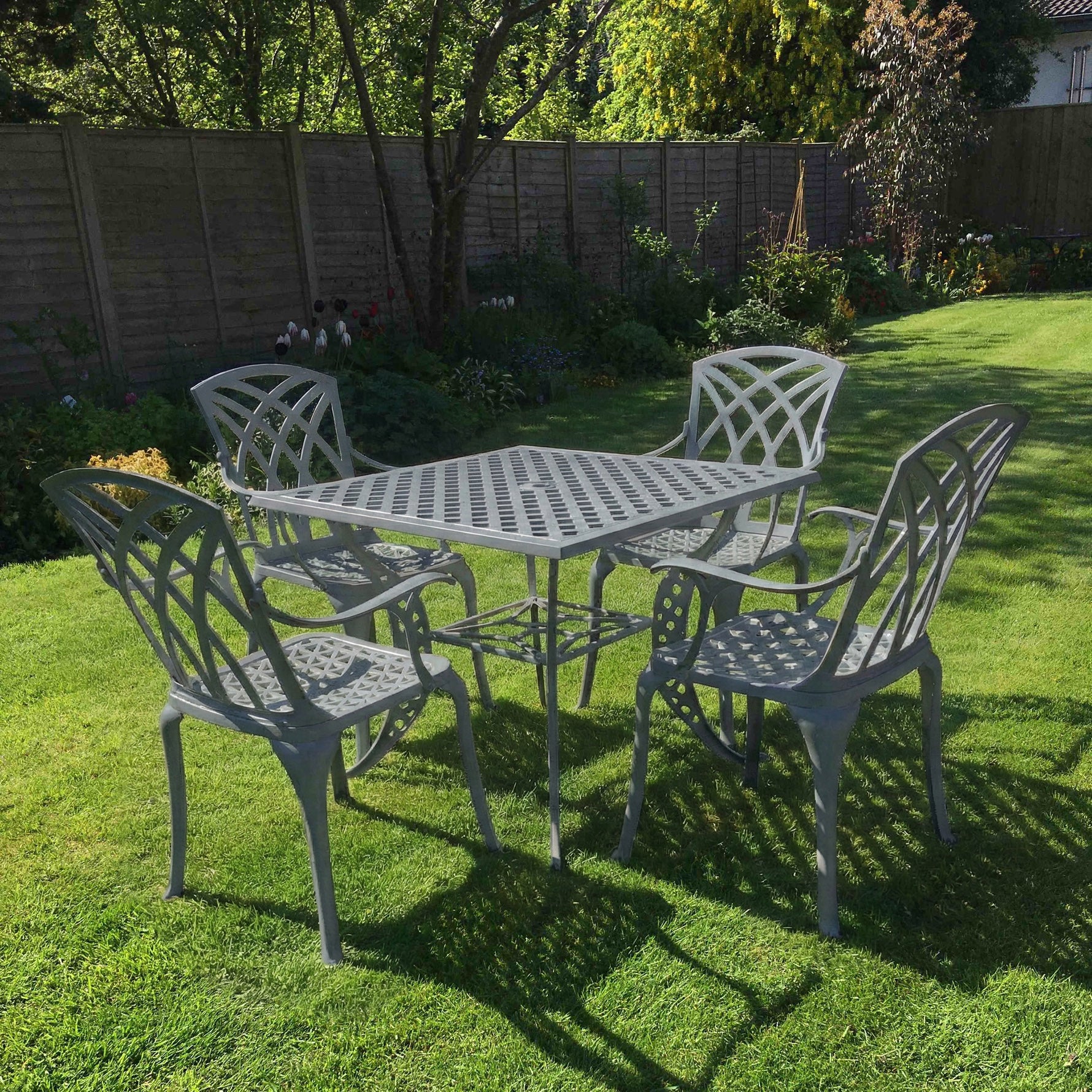 Lucy Table 4 Seater Set - Slate Grey