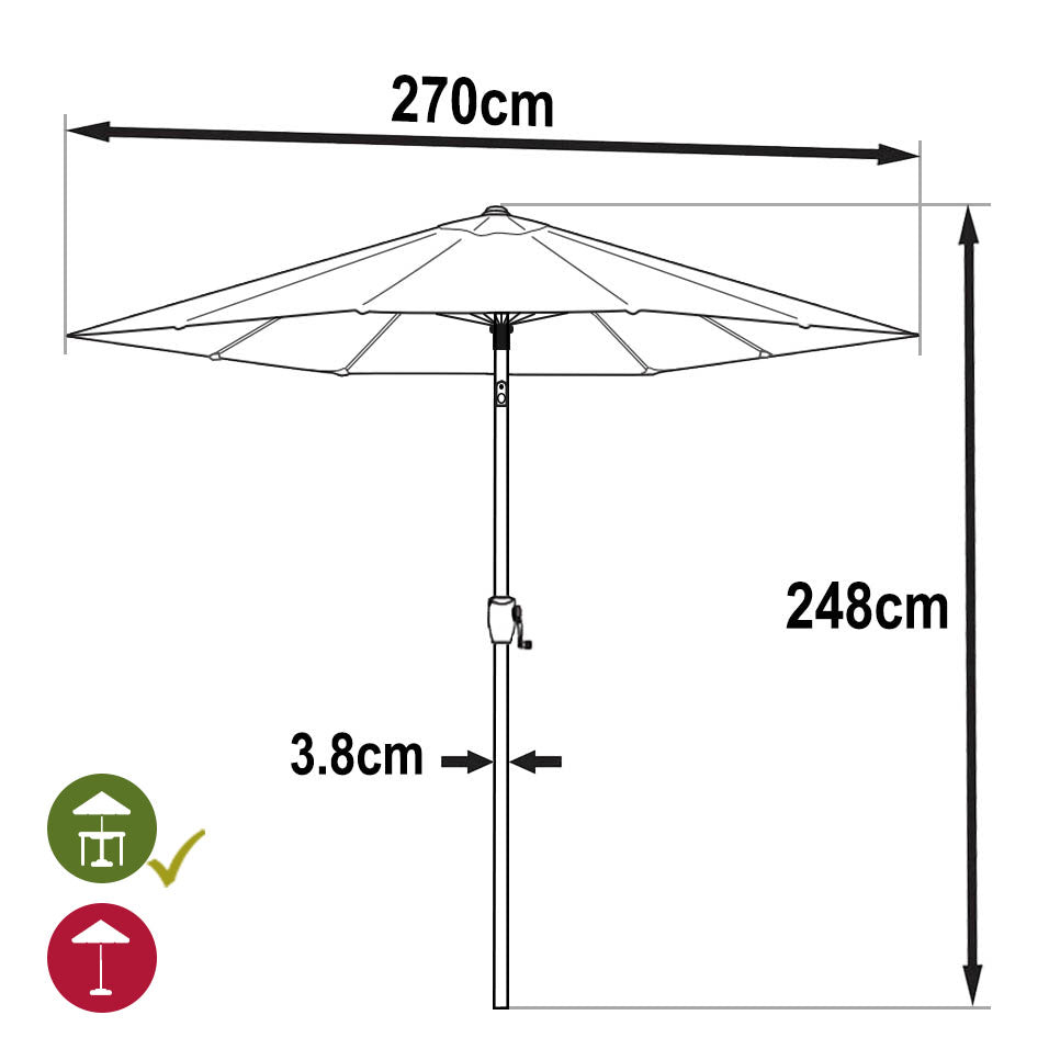 Parasol 2.7m Stone