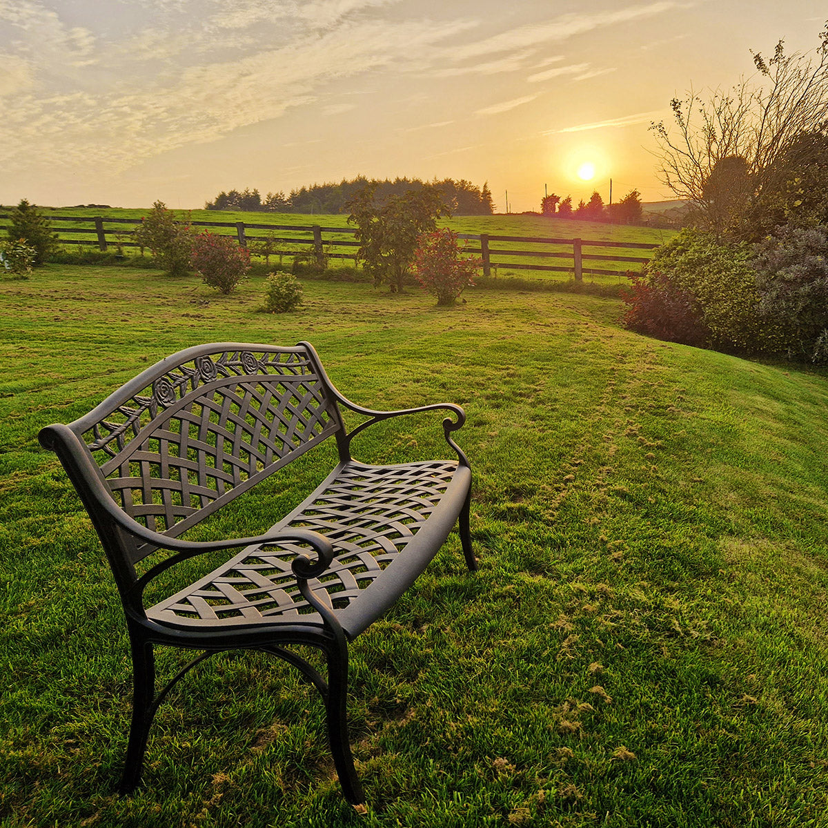 Rose Bench Set - Antique Bronze