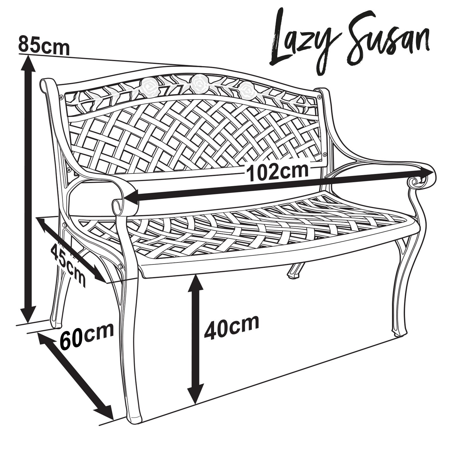 Rose Bench Set - Antique Bronze