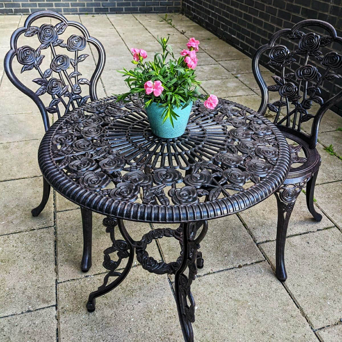 London Rose Bistro 2 Seater Set - Antique Bronze