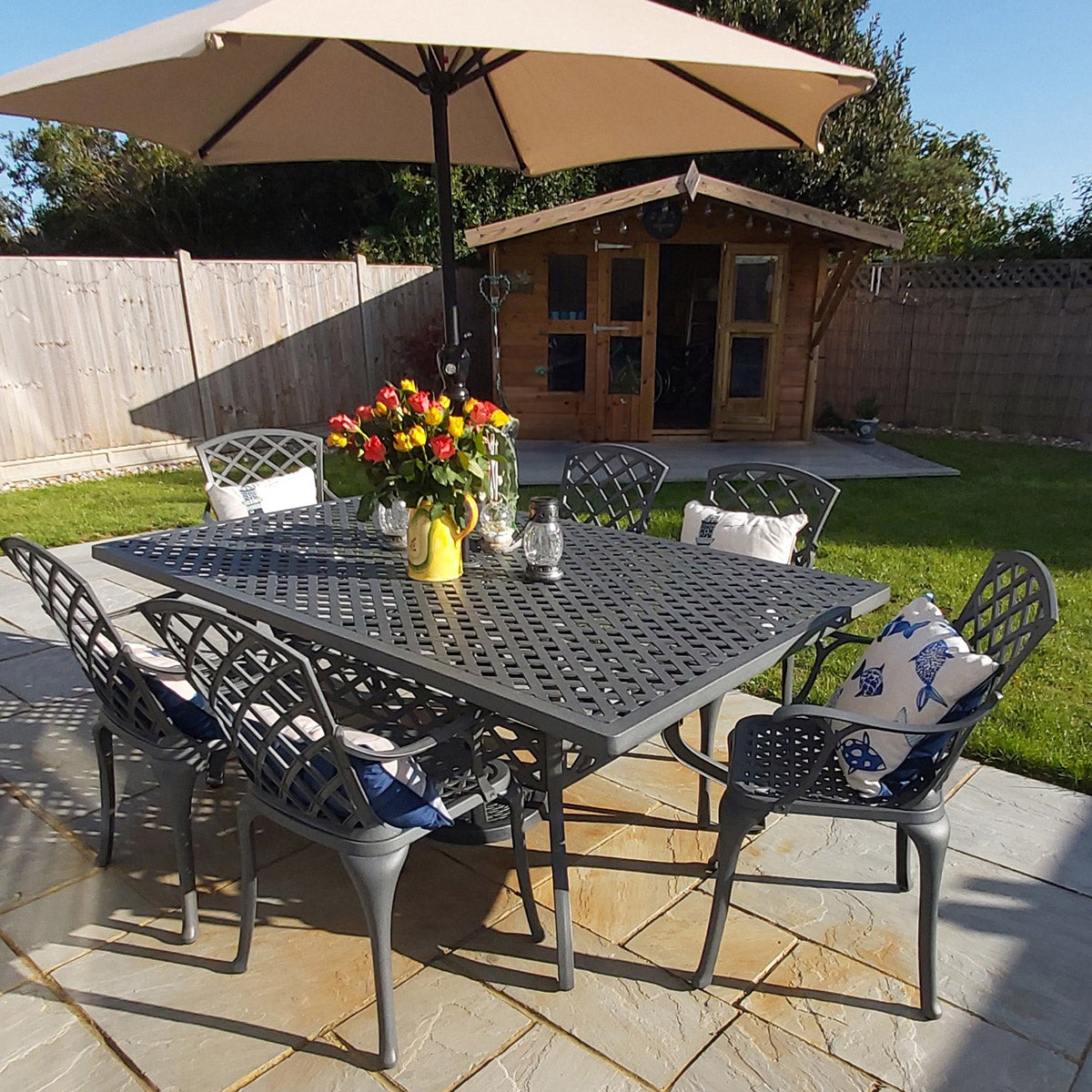 Sophia Table 6 Seater Set - Slate Grey