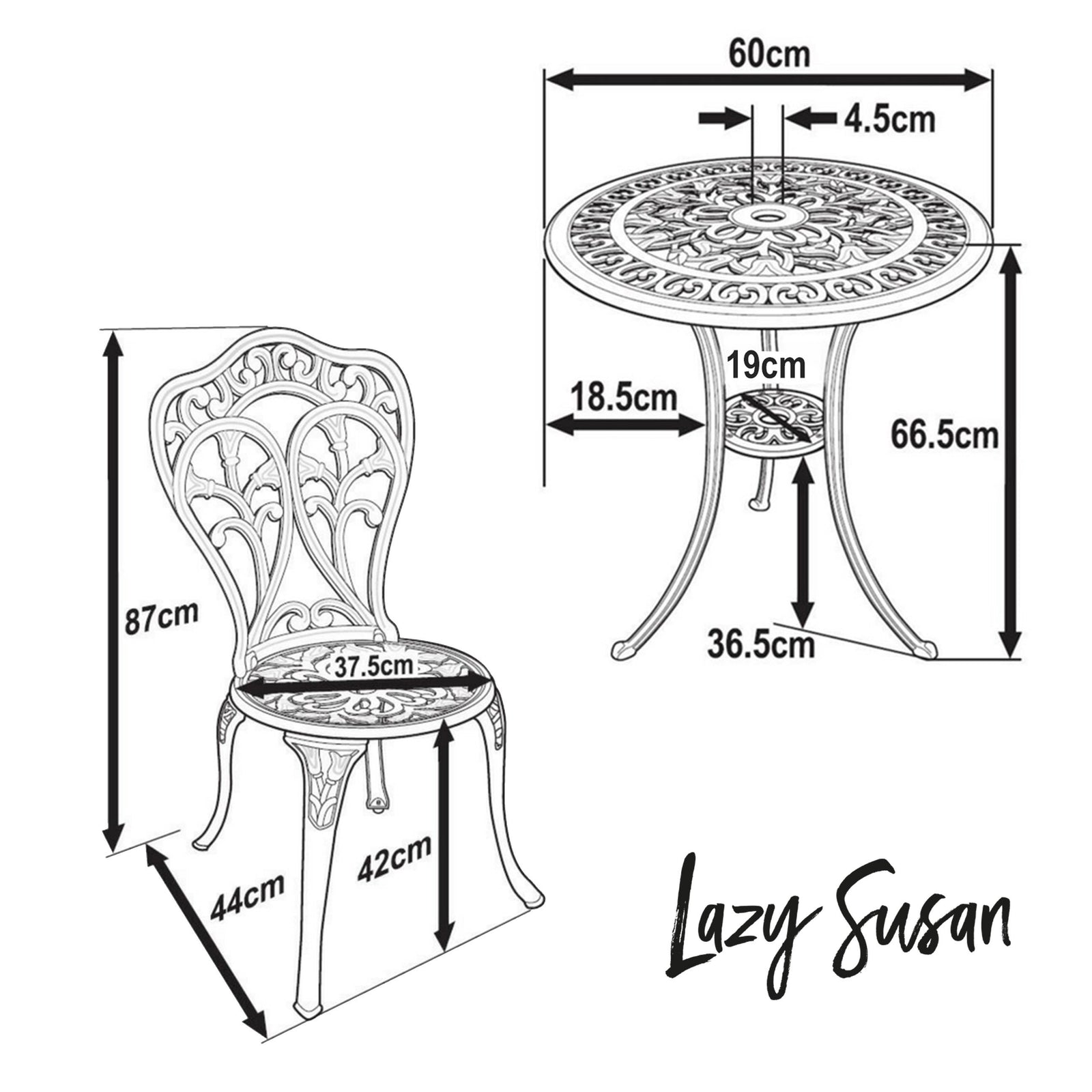 Tulip Bistro 2 Seater Set - White