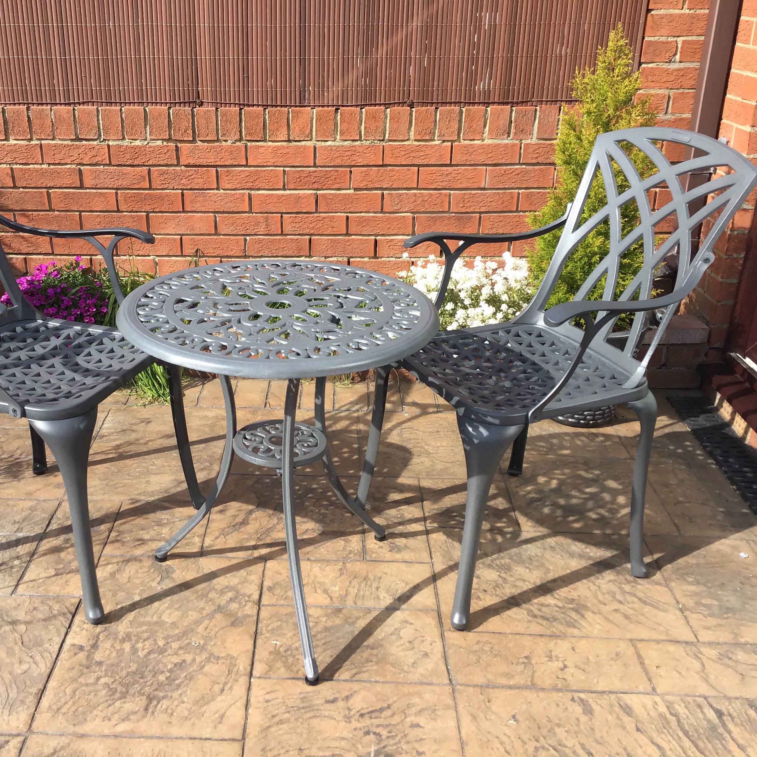 Tulip Bistro Table 2 Seater Set - Slate Grey