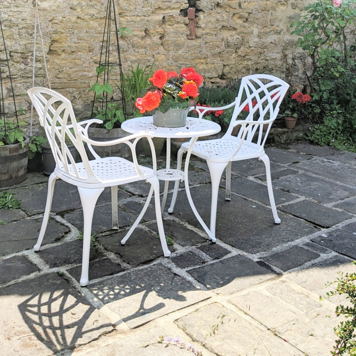 Tulip Bistro Table 2 Seater Set - White