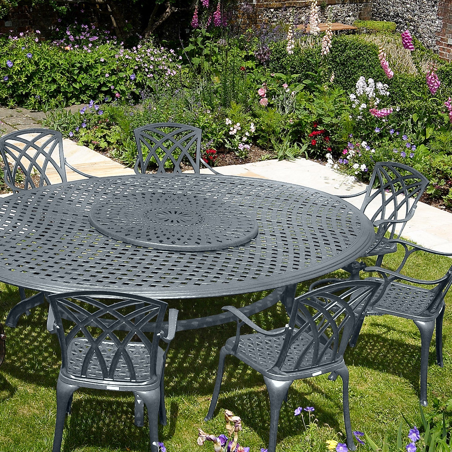 Victoria Table 10 Seater Set - Slate Grey