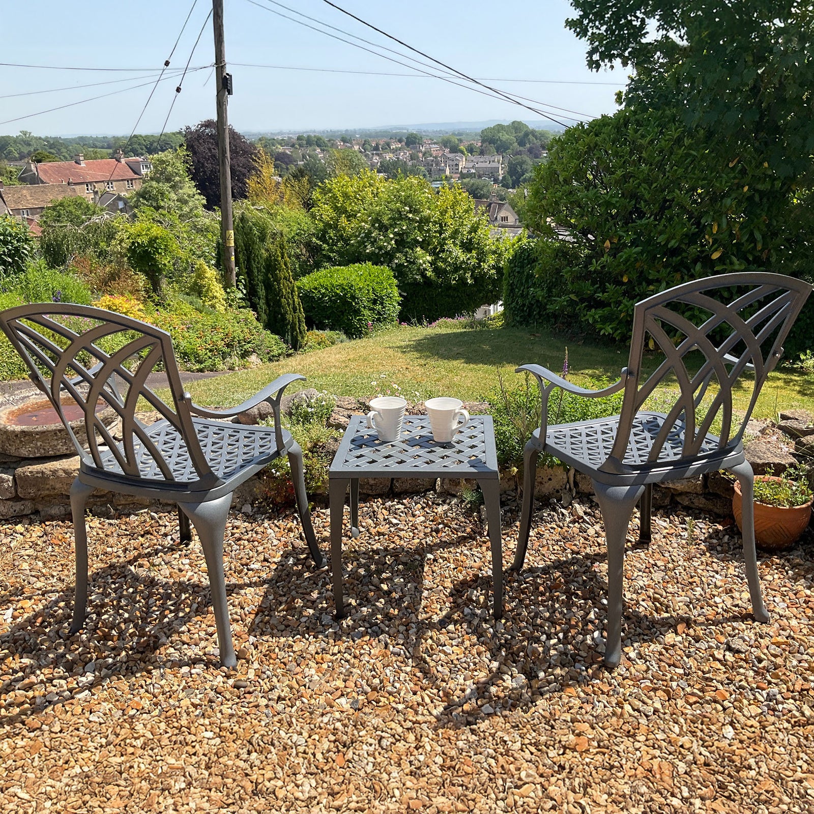 Willow Table 2 Seater Set - Slate Grey