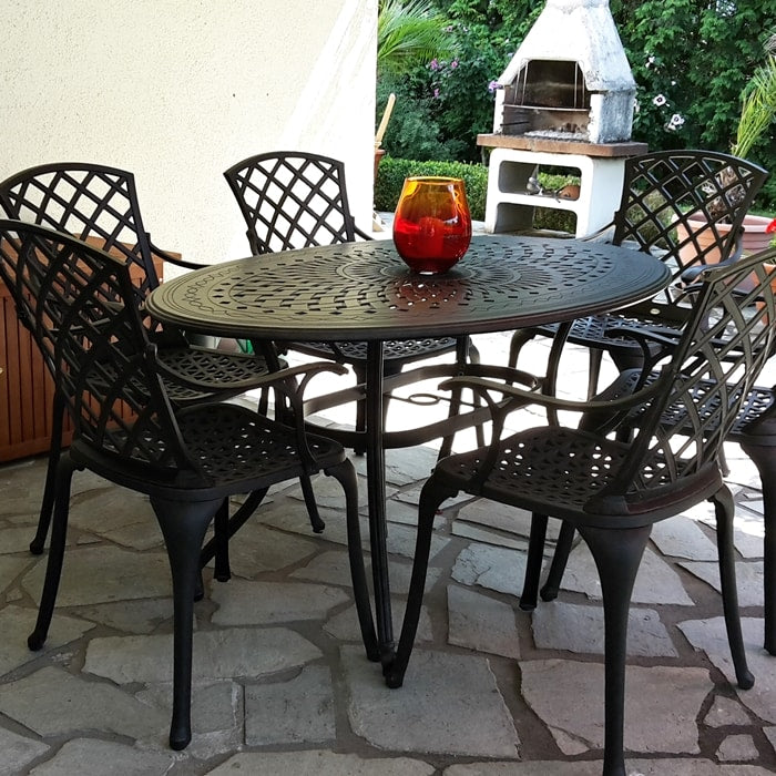 Emily Table 6 Seater Set - Antique Bronze